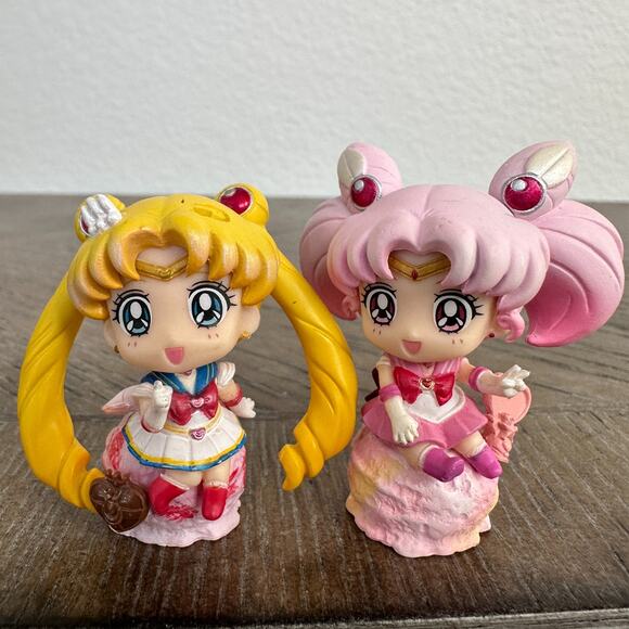 Sailor Moon & Sailor Chibi Moon Chibi Figurine Lot of 2 Anime Ice Cream Party - Picture 1 of 8